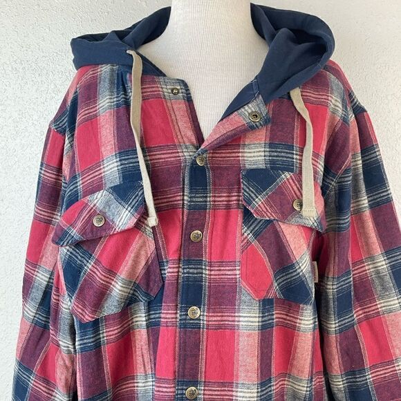 EUC Legendary Outfitters Mens Flannel Hooded Button Down Jacket Size XL - Picture 2 of 7